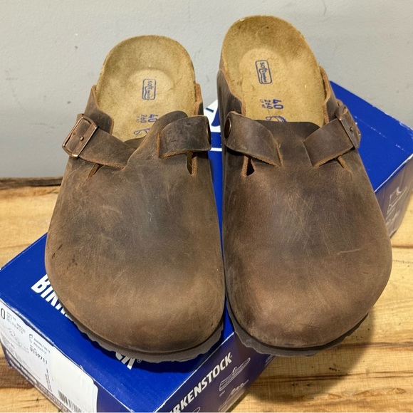 Birkenstock Boston Oiled Leather Brown Leather Clogs 40/9-9.5 Regular - Picture 5 of 14